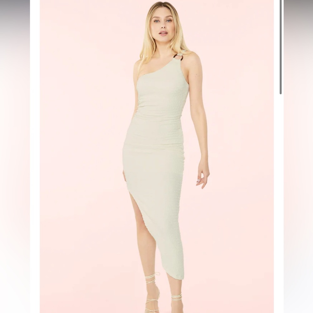 New Likely one shoulder cream dress